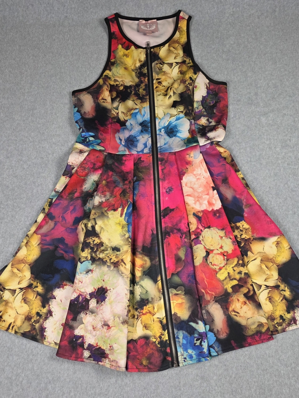 Floral Zip-Front Girls Dress in Multicolor
